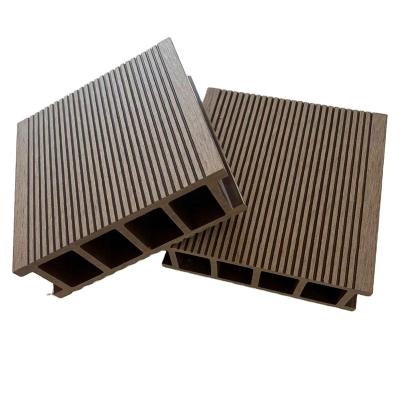 China 140-22mm Cheap Modern Wooden Grain Deck Cavity Wood Grain Deck Square Hole Exterior Flooring for sale