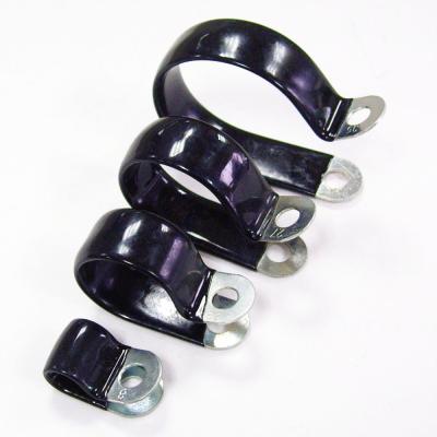 China Pipe Clamp P Clip With Vinyl PVC Flange Rubber Coated Repair Pipe Clamp for sale