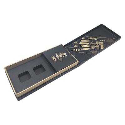 China Recyclable Black Custom Logo Small Gift Box Cardboard Packaging Box With Insert for sale