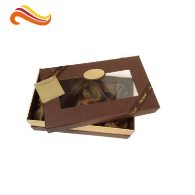 China Recyclable Rigidboard Clear Window Wine Box With Ribbon Chocolate Packing Boxes for sale