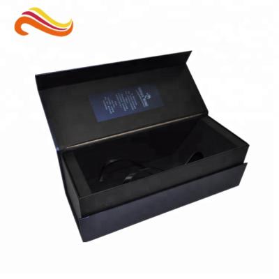 China Bestyle Recycled Materials Customized Logo Printed Magnetic Closure Bottle Wine Packaging Boxes With Ribbon for sale