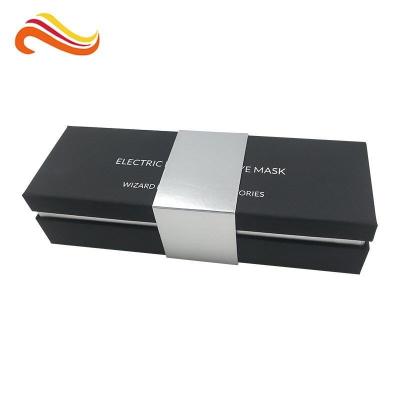 China Recyclable Bestyle Custom Design Rigid Paper Packaging Black Box For Patch With Silver Hot-stamping for sale