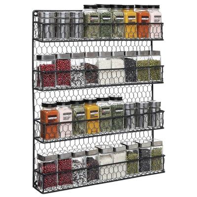 China Viable 4 Tier Rustic Metal Wall Mounted Spice Rack for Kitchen, Pot Rack Storage Diverse Racks for sale