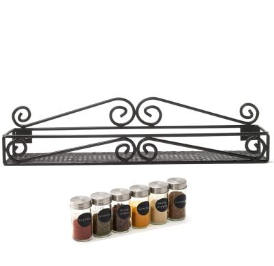 China Wall Mounted Black Spice Shelf Sustainable Set Of 2 Spice Rack Organizers for sale