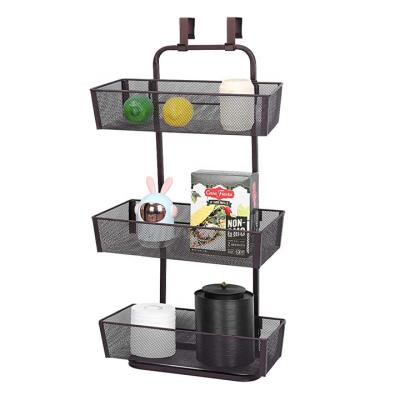 China Viable Over the Door Metal 3-Tier Hanging Organizer and Free Standing Mesh Storage Basket Rack Shelf for Kitchen for sale