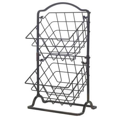 China Sustainable Metal Wire D 2 Tier Fruitl Basket For Kitchen for sale