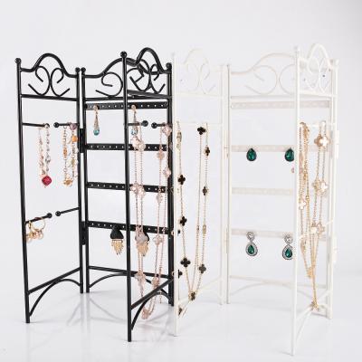 China Metal 3-Panel Iron Organizer for Hanging Earrings, Bracelets, and Necklaces, Foldable Jewelry Rack Organizer for sale