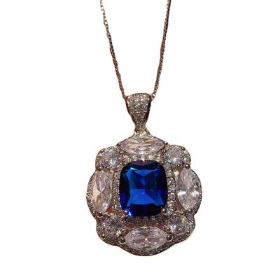 China CLASSIC keliji hot sales gemstone necklace blue gold plated ring copper jewelry sets for gift party and wedding for sale