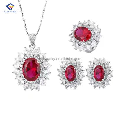 China Keliji Romantic Hot Sale Fashion Style Romantic Gold Plated Ruby Sets Copper Jewelry For Women Or Birthday Gift for sale