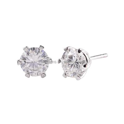 China TRENDY 0.5ct/1ct VVS D Color Moissanite Diamond 925 Six Silver Claw Stud Earring With GRA Certificated For Women for sale