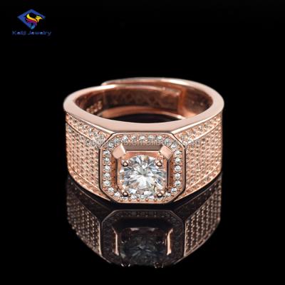 China Hiphop 1 Carat White 18k Gold Silver Color Moissanite Diamond Ring With GRA Rose Gold Plated 925 VVS D Certificated for sale