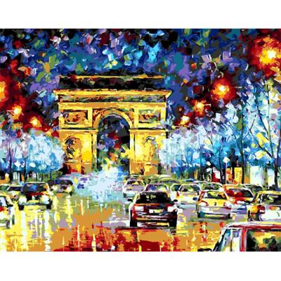 China Wholesale Modern Abstract Arc de Triomphe Oil Painting by Number for Wholesale,Victory Gate DIY Painting by Number Arch Picture Art for sale