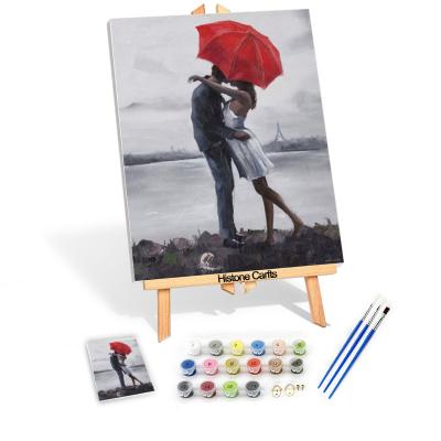 China New Classic/Postmodern Romantic DIY Lover Oil Painting By Numbers Modern Art Wall Figure Pictures For Home Living Room Decoration Couple Under The Umbrella for sale