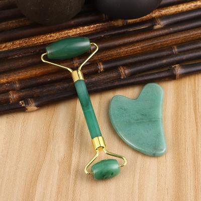 China Fashional Souvenir Gifts Green Aventurine Massage Roller, Magic Wand And Facial Plate Gemstone Massage Roller Set Wholesale for sale