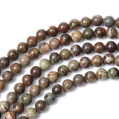 China Natural Stone Flower Jasper Agate Round Loose Beads Fashional Keepsake Gifts For Jewelry Making Bracelet for sale