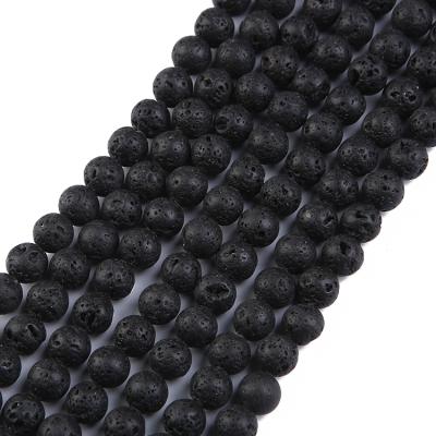 China Fashional Keepsake Gifts Semi Precious Stones For Jewelry MakingWholesale Round Rock Loose Lava Natural Volcanic Stone Beads For Diy Bracelet Making for sale