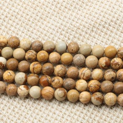 China Fashional Souvenir Gifts Wholesale Natural Stone Beads Loose Jewelry Brown Soft Round Image Jasper Stone Beads Gemstone Loose for sale