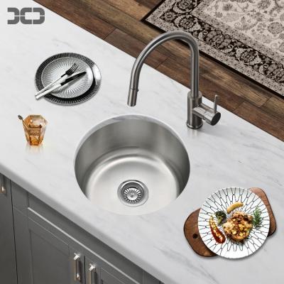 China Without Faucet Round Bar Single Bowl Kitchen Sink 18 Gauge Double Mount Stainless Steel Bar Sink for sale