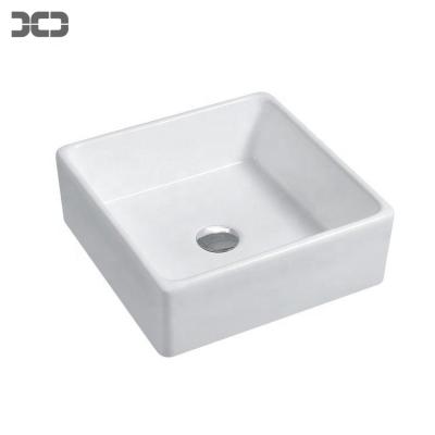 China Modern Bathroom Sink Square Shape Over Vessel Ceramic Countertop Full Sink Porcelain Crystallization Cabinet Basins 9L for sale