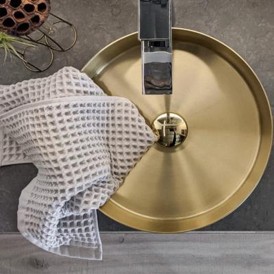 China Modern Modern Stainless Steel Topmount Wash Basin Drop Down Stainless Steel Gold Vessel Bathroom Sink for sale