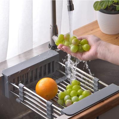 China Customized Sustainable Kitchen Sink Stainless Steel Dish Drying Rack Sink Expandable Dish Drainer for sale