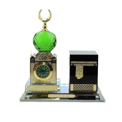 China Muslim Features Dropshipping/Gift Wholesale Stain Style 12*8*12cm Crystal Glass/OEM EID New Kelbai And Two-piece Muslim Clock Car Ornaments for sale