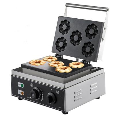 China 5 Pcs Adjustable Electric Home Use Donut Maker Waffle Maker OEM Thermostat Thermostat Breakfast Donut Making Machine 5 Holes for sale