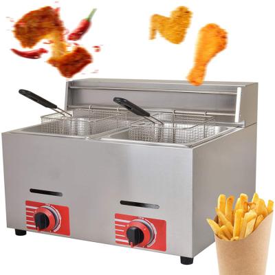 China Modern Stainless Steel 6L+6L Household Gas Deep Fryer Double Gas Deep Fryer Economical Wholesale for sale