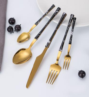 China Amazon New Stainless Steel Dinnerware Set Small Size Handle Knife Fork Western Spoon Gift Custom Amazon Knife Fork Set for sale