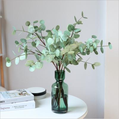 China Art Decor 3D Artificial Silver Dollar Eucalyptus Leaves Factory to Wedding Home Decor for sale