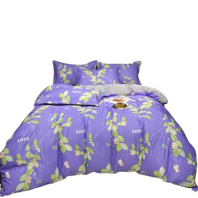 China Fashion Purple Folded Flower Printed Designer Bedding Set Home Bed Sets Wholesale for sale