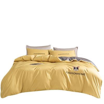 China Yellow Anti-Static Cotton 60S Bed Sheet Queen King 300T Set Wholesale for sale