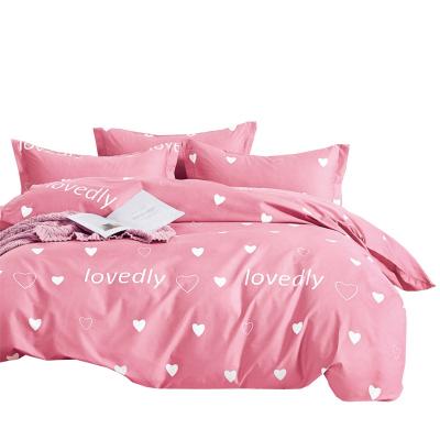 China Folded love soft pink bedding set 100% cotton flat fitted sheet for women hometextile for sale