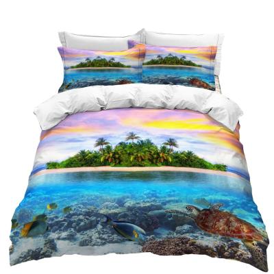 China Folded King Size Bedding Set Ocean Marine Digital Customize Bed 3d Duvet Cover Set for sale