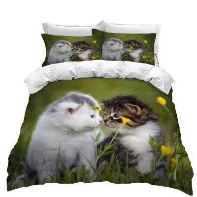 China Custom Folded 3d Bedding Set Duvet Cover Set Microfiber Cat for sale