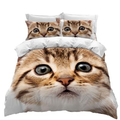 China Custom Folded 3d Sheet Duvet Cover Set Bedding Set Lovely Cat Digital Printed Home Hotel for sale