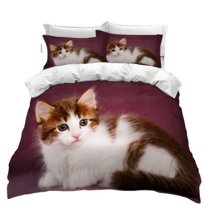 China Lovely Folded 3d Cat Sheet Bedding Set Customize Bed Set Wholesale for sale