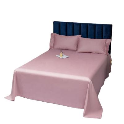 China Solid Color Cotton Folded Pink Bed Sheet Set Long Staple 100S Luxury Cotton High Quality Bed Sheet Set 100% Cotton for sale