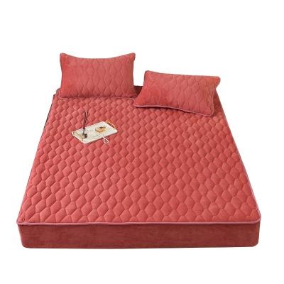 China Air Permeable Milk Velvet Mattress Cover Fleece Sheet Queen King Double Single Bed Fitted Sheet Fitted for sale