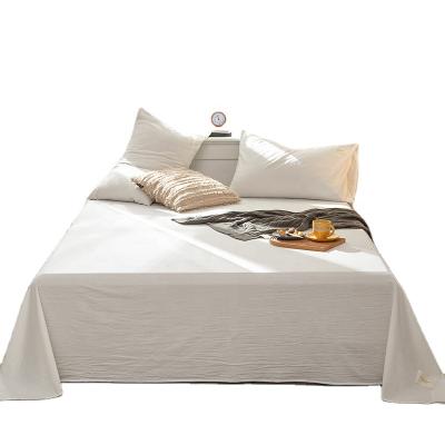 China Hotel Bed Sheet Non-disposable White Bedding Set 100% Cotton Double Bed Sheets Home for sale