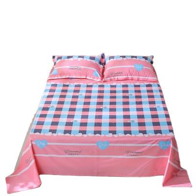 China TWILL Pink Grid Twin Queen Double Sheet Online Women Girls Sheet Cotton for sale