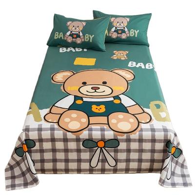 China Lovely Green Twill Bear Bed Sheets Cotton Sheet Set Cotton Bed Sheet Set for sale