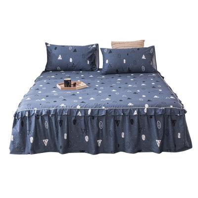 China Wholesale Dark Gray Twill Sheet Skirt Home King Queen Single Bed 100% Cotton Printed Skirt for sale