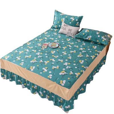 China Wholesale 100% Cotton New Design Bed Skirt King Queen Floral Print Home for sale