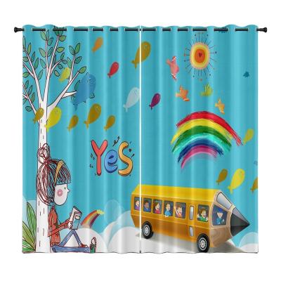 China blackout cartoon child curtain for living room window wall 3d custom printed cheap curtains wholesale for sale