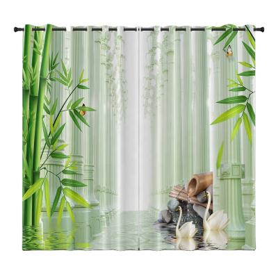 China Custom Printed Flowers Wood Beautiful Home Blackout Decoration Digital Polyester Curtain Walls Luxury Window for sale