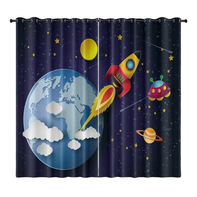 China Blackout Universe Space Digital Printed Luxury Window Curtains For Living Room Custom Wholesale for sale