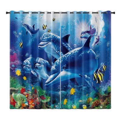 China Modern Blackout Marine Fish Digital Printed Smart Curtains Wholesale Customize for sale