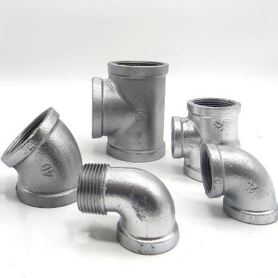 China Fire Fighting  Galvanized Tee Malleable Iron Fittings Dip Hot Galvanized Pipe Fittings Malleable Cast Iron Elbow Pipe Fittings Elbow 90 Degre for sale