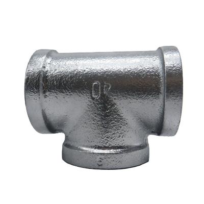 China Fire Fighting  Low price Plain Threaded Galvanized Iron Pipe Fitting Cast Iron Pipe Fittings Degree Band Equal Tee For fire for sale